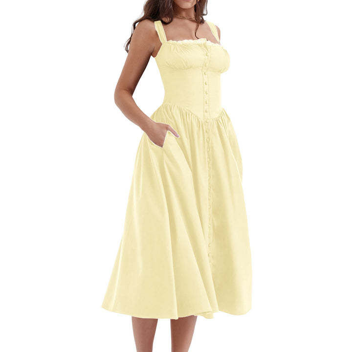 Damen Maxi-Kleid mit knöpfbarem Oberteil und schwingendem Rock Echo Archiv
