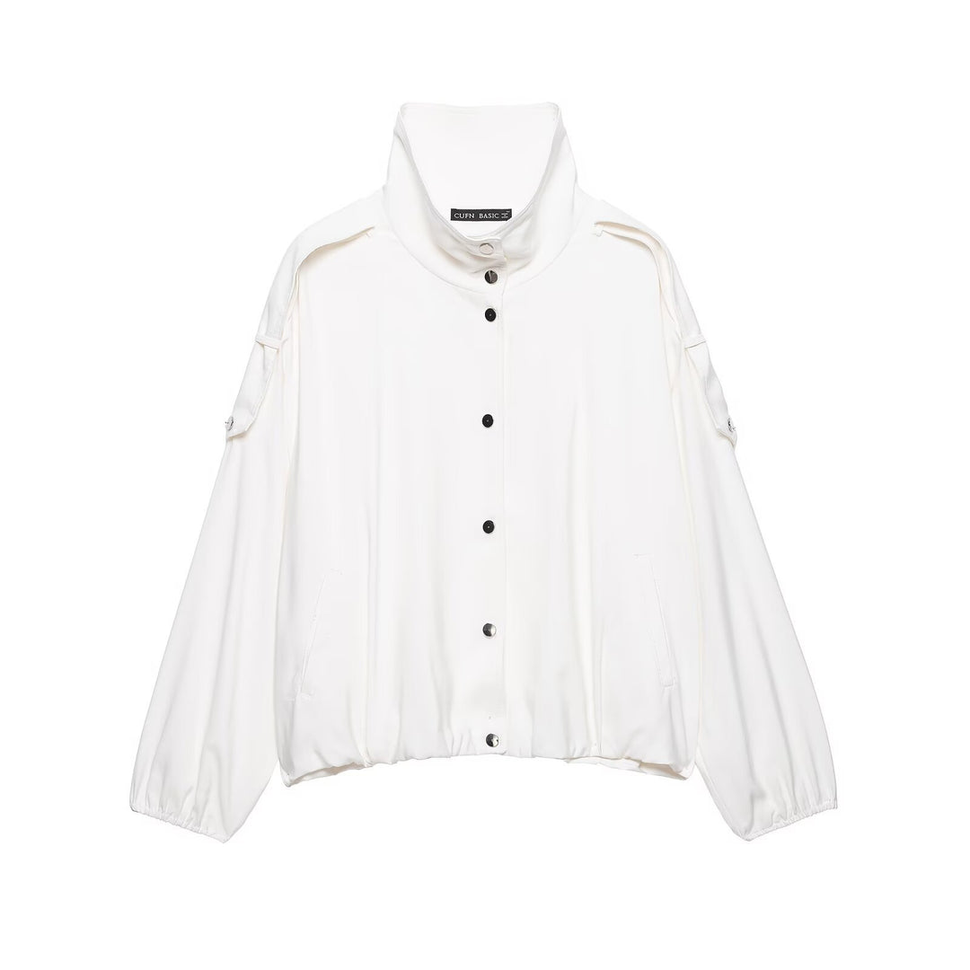 Damen Oversize-Blousonjacke mit Stehkragen und Druckknopffront Echo Archiv