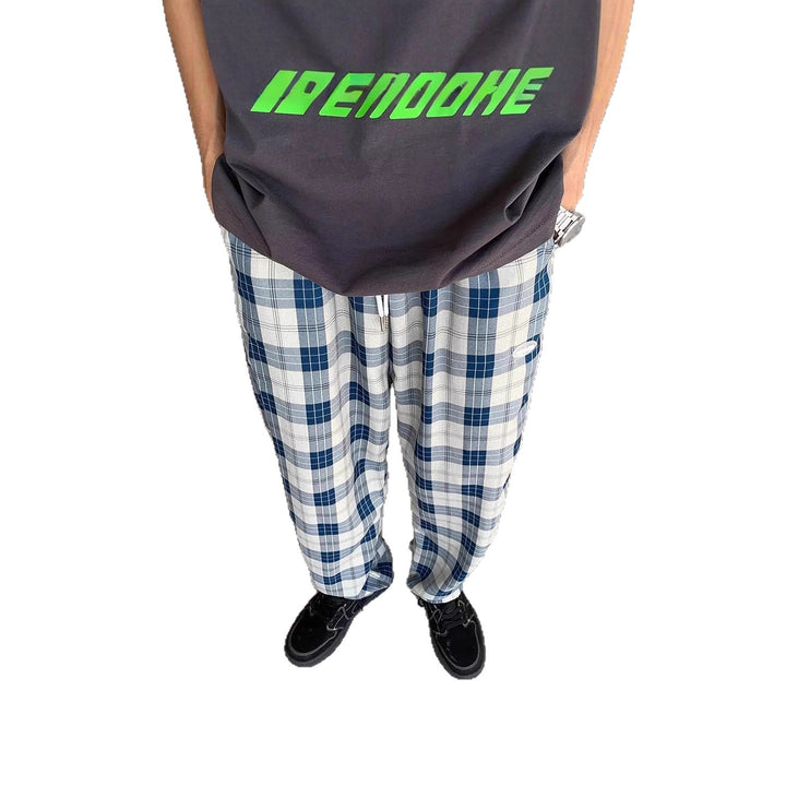 Herren Lässige Karottenhose mit Karo-Muster Echoarchiv