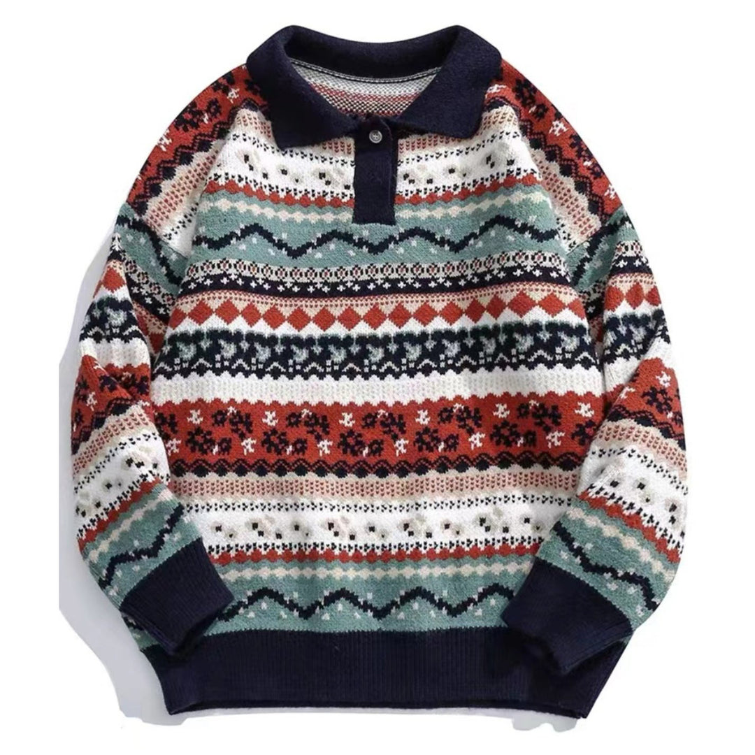 Damen Gemütlicher Strickpullover im ethnischen Muster Echoarchiv