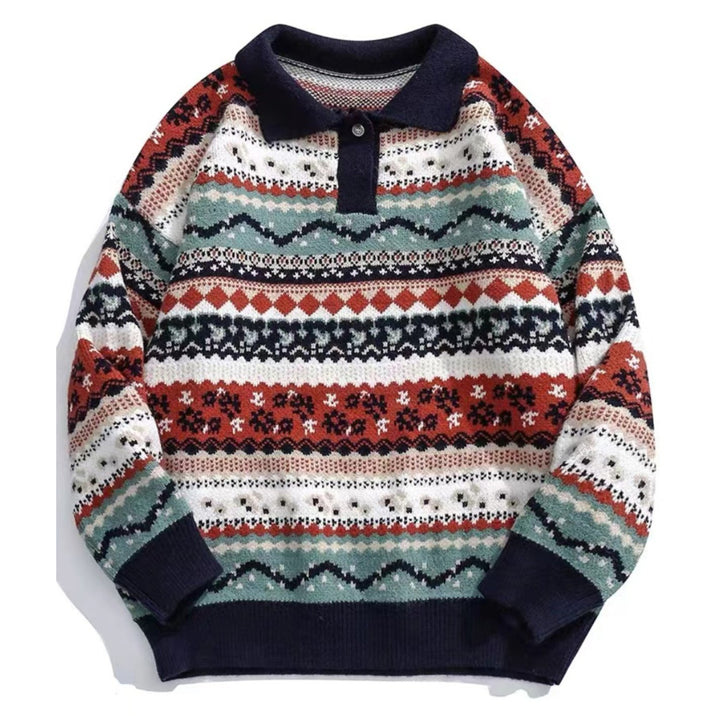 Damen Gemütlicher Strickpullover im ethnischen Muster Echoarchiv