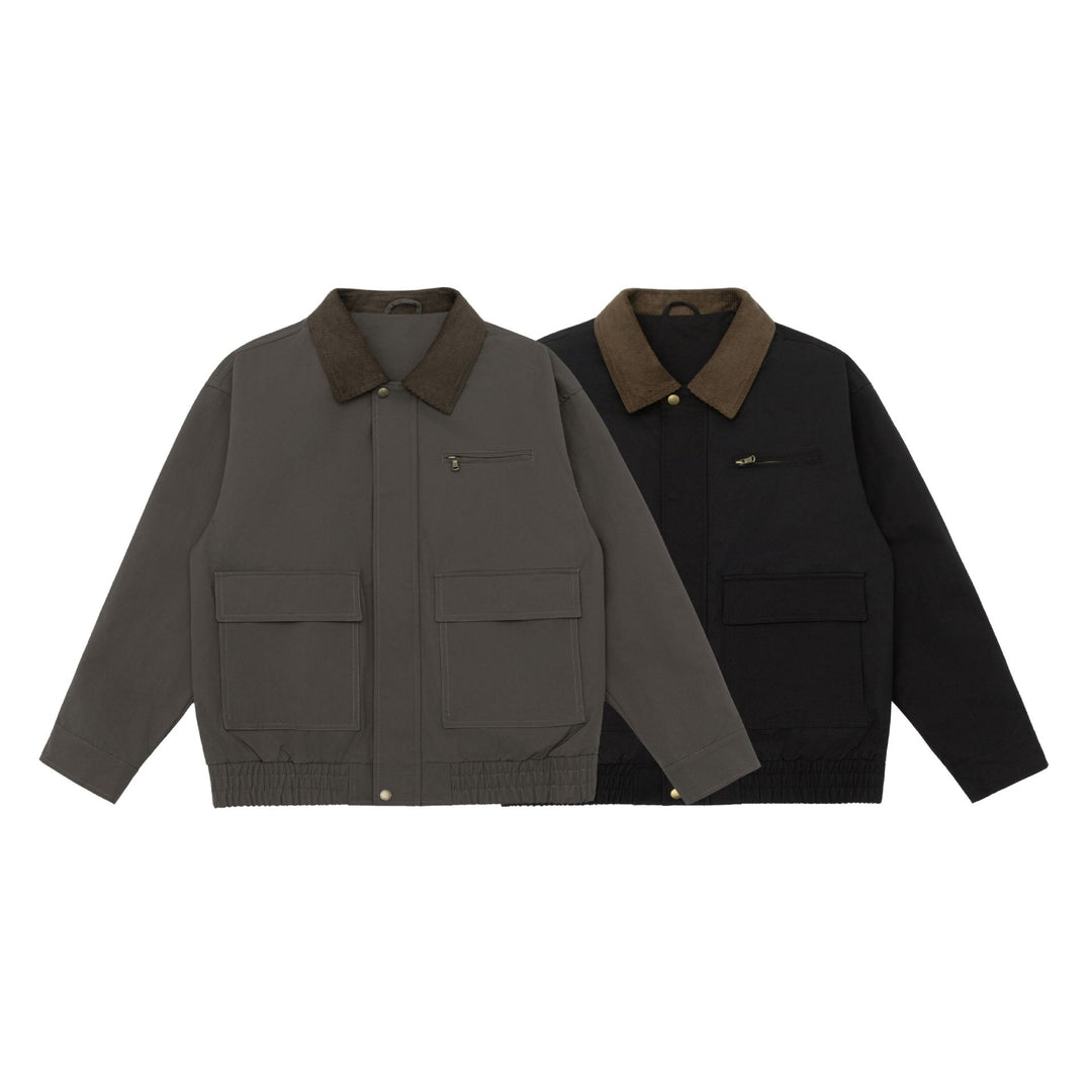 Herren Oversize Workwear-Jacke mit Kordkragen und großen Pattentaschen Echoarchiv