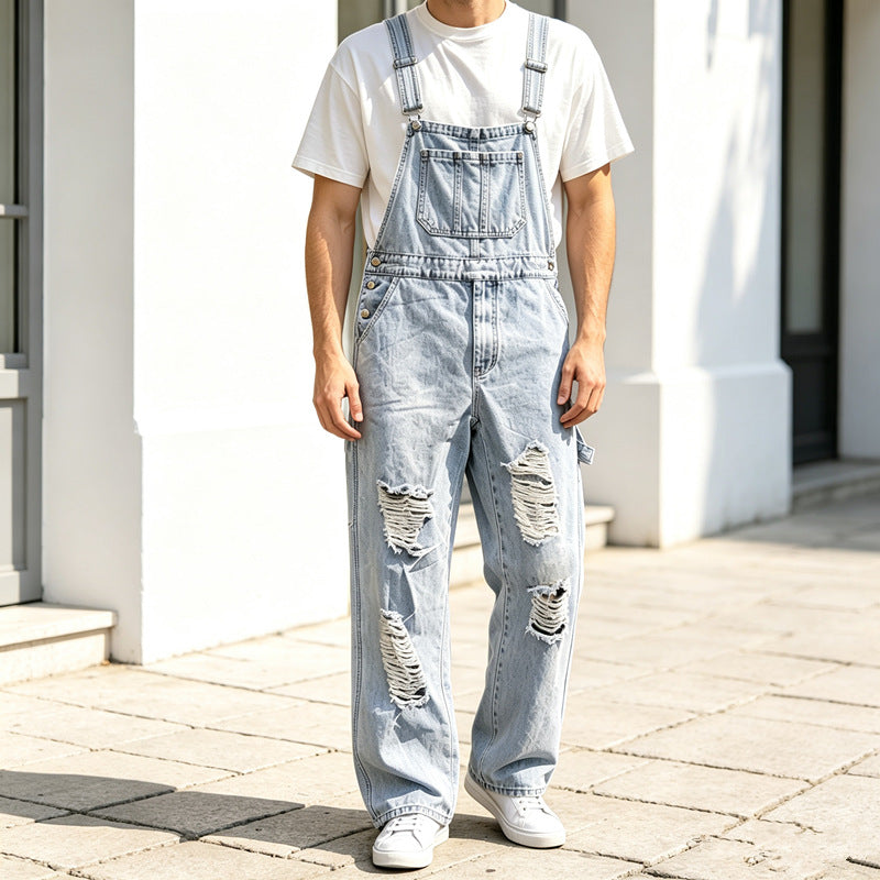 Herren Lässige Ripped Latzhose Echoarchiv