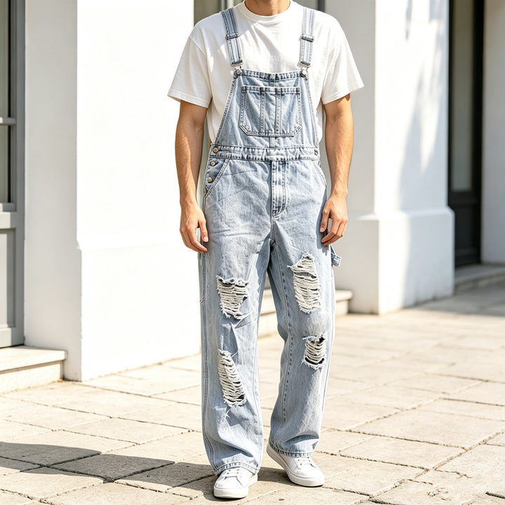 Herren Lässige Ripped Latzhose Echoarchiv