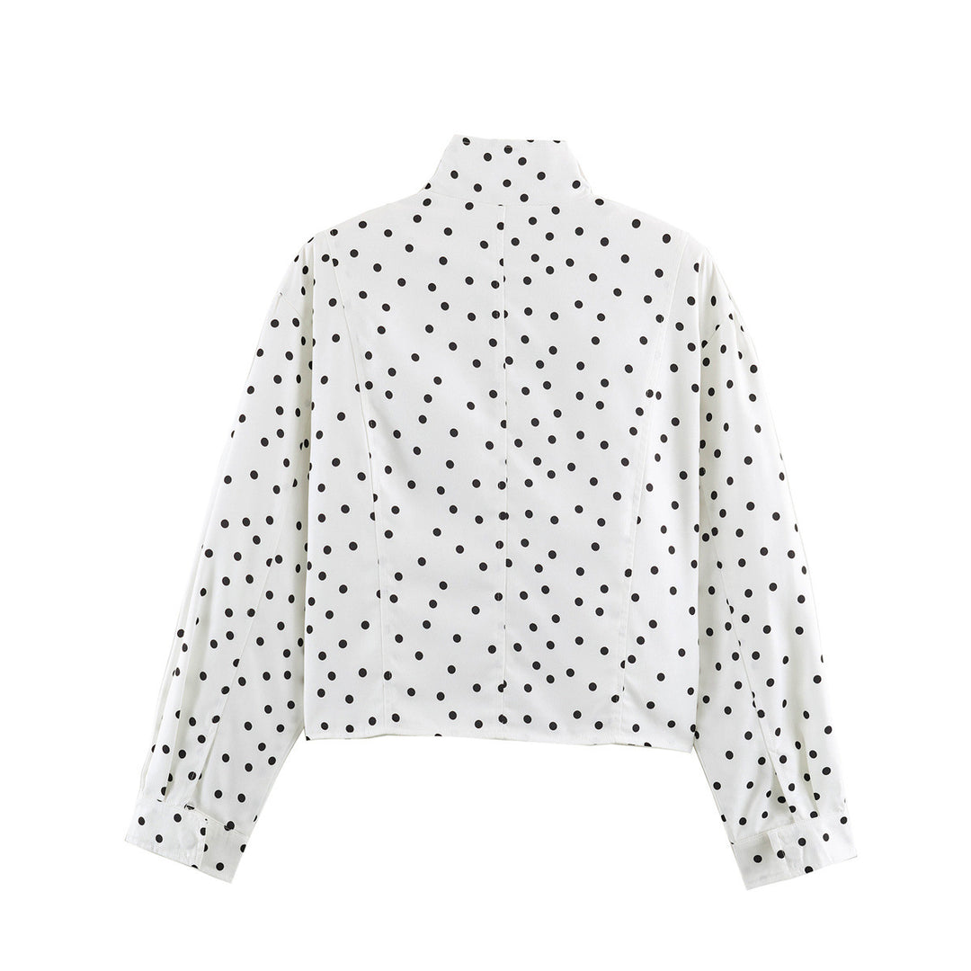 Damen Gepunktete Cropped-Jacke im Boxy-Cut mit hohem Stehkragen Echo Archiv