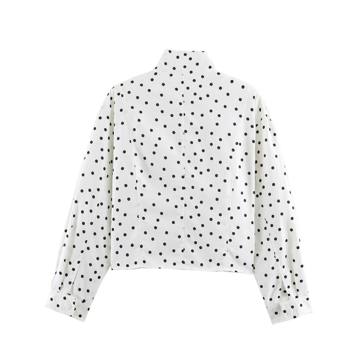 Damen Gepunktete Cropped-Jacke im Boxy-Cut mit hohem Stehkragen Echo Archiv