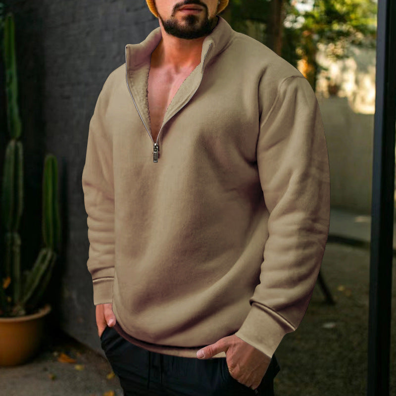 Herren Fleece-Pullover mit halbem Reißverschluss und modernem Schnitt Echoarchiv