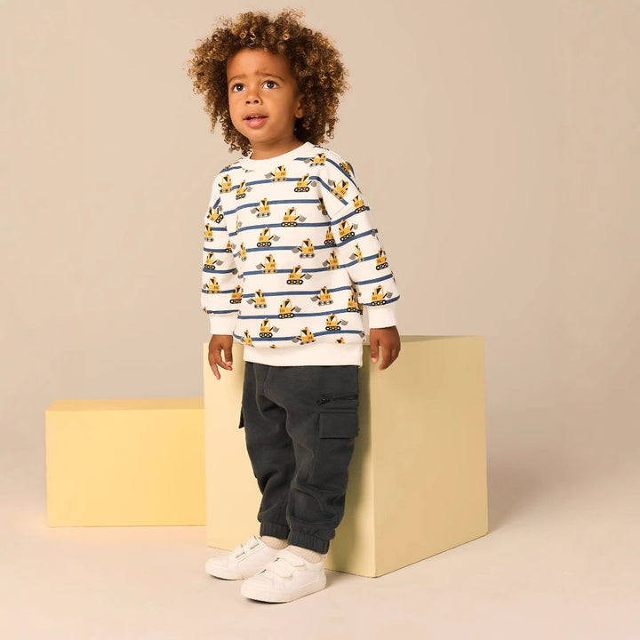 Kinder Sweatshirt mit lustigem Baustellenmuster Echo Archiv