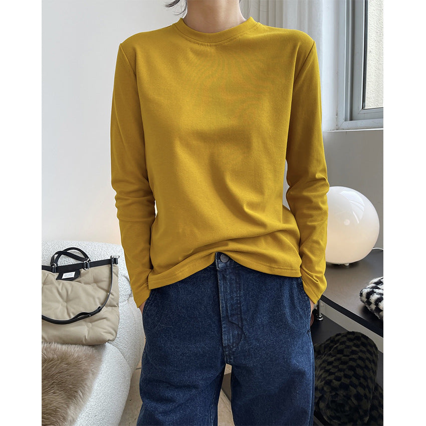 Damen Fein verarbeitetes Langarm-Basicshirt aus Baumwoll‑Mix mit Rundhalsausschnitt Echoarchiv