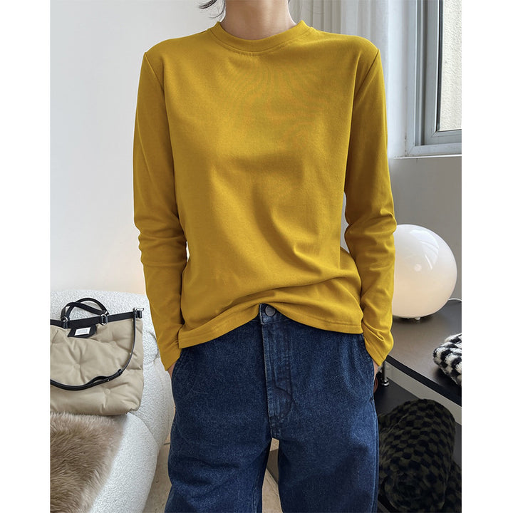Damen Fein verarbeitetes Langarm-Basicshirt aus Baumwoll‑Mix mit Rundhalsausschnitt Echoarchiv