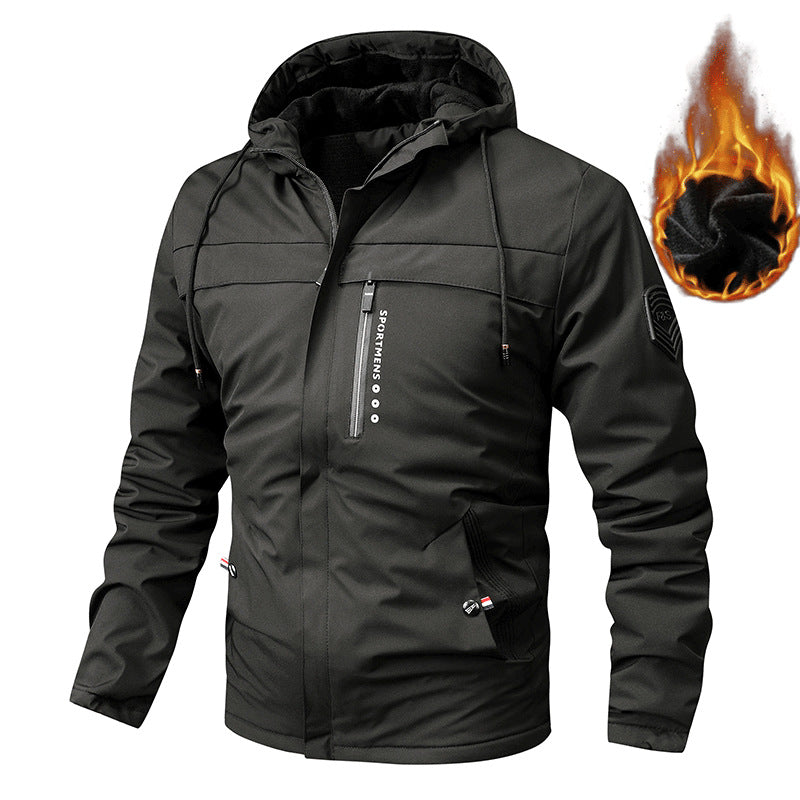 Herren nan thermisch gefütterte Softshelljacke mit Kapuze, Fleece-Innenfutter und Reißverschluss-Brusttasche Echo Archiv