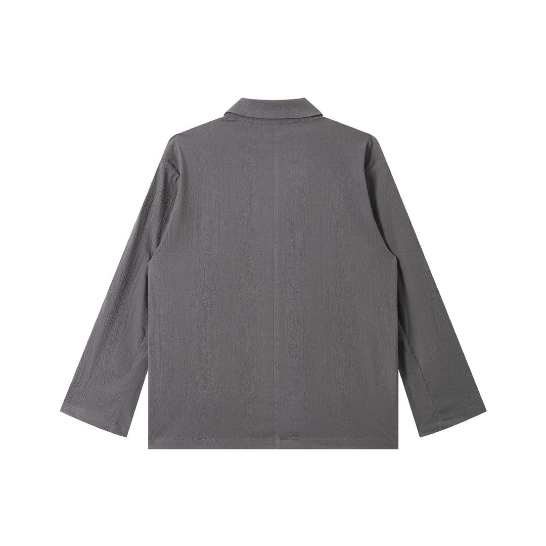 Herren Leichtes Struktur-Overshirt mit Reverskragen, Knopfleiste und aufgesetzten Taschen Echoarchiv