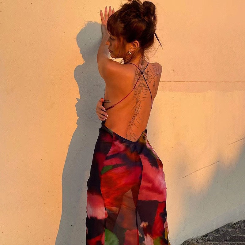Damen Maxikleid mit raffiniertem Spitzenbesatz und floralen Mustern Echo Archiv
