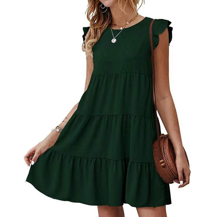 Damen Stufen-Kleid mit Rüschenärmeln und lockerem A‑Linien-Schnitt – Lunéa