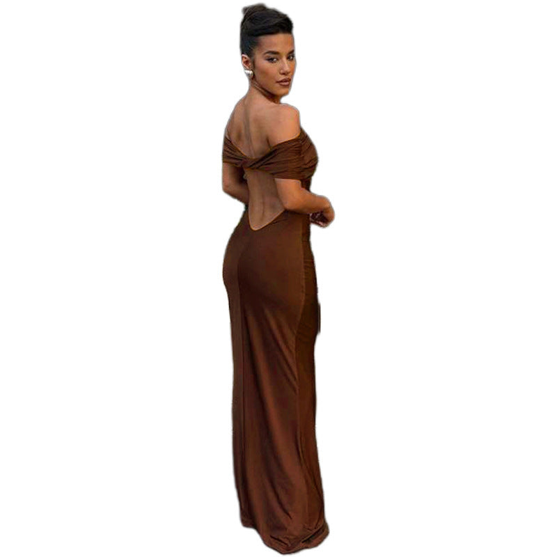 Damen Off-Shoulder Maxikleid Echo Archiv