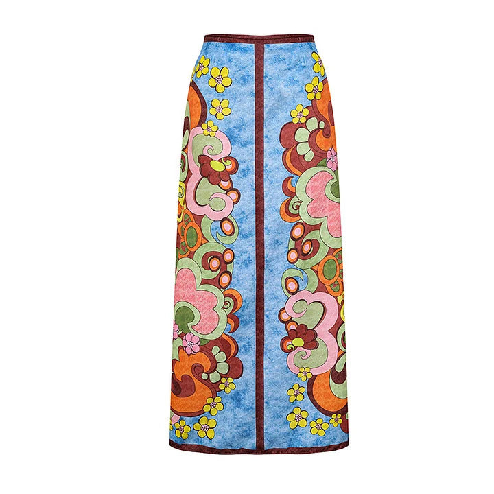 Damen Vintage Badeanzug mit buntem Muster und Schmuckgürtel Echo Archiv