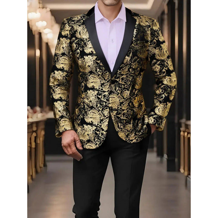 Herren eleganter Smokingblazer mit luxuriösem floralem Jacquard-Muster Echoarchiv