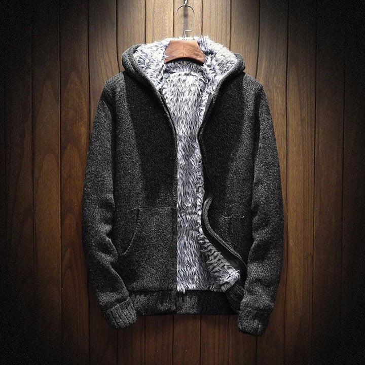 Herren kuschelige Kapuzenjacke mit weichem Innenfutter und seitlichen Eingrifftaschen Echoarchiv