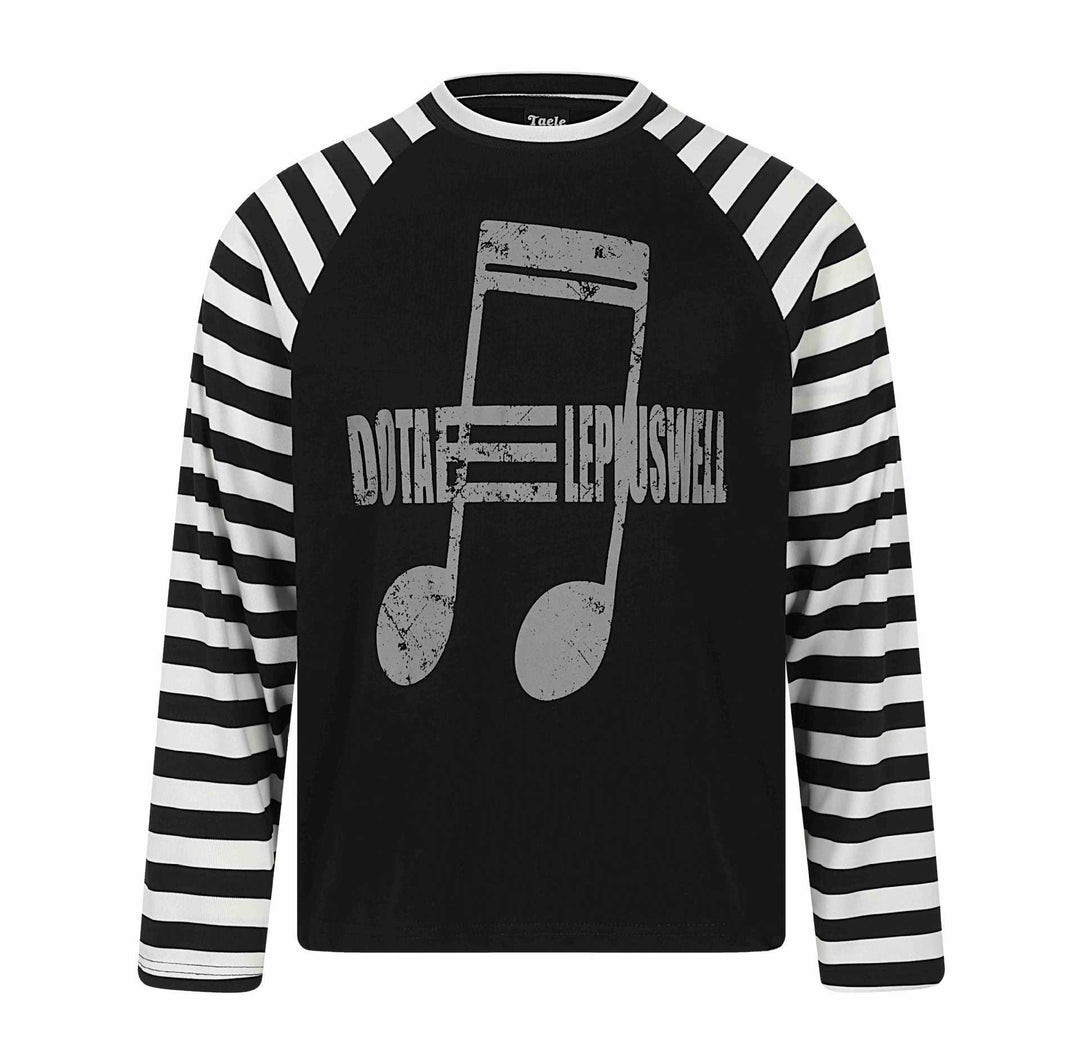 Unisex Langärmliges Raglan-Longsleeve mit Musik‑Print und gestreiften Ärmeln Echoarchiv