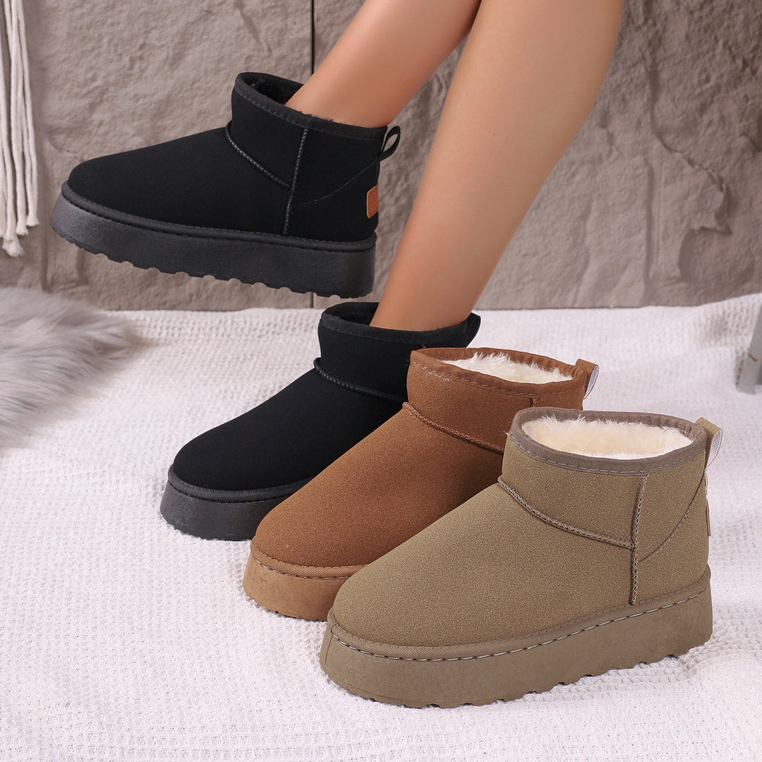 Damen Gefütterte Kurzstiefel mit Plateau‑Sohle und Velours‑Optik Echo Archiv