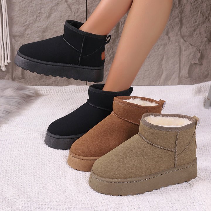 Damen Gefütterte Kurzstiefel mit Plateau‑Sohle und Velours‑Optik Echo Archiv