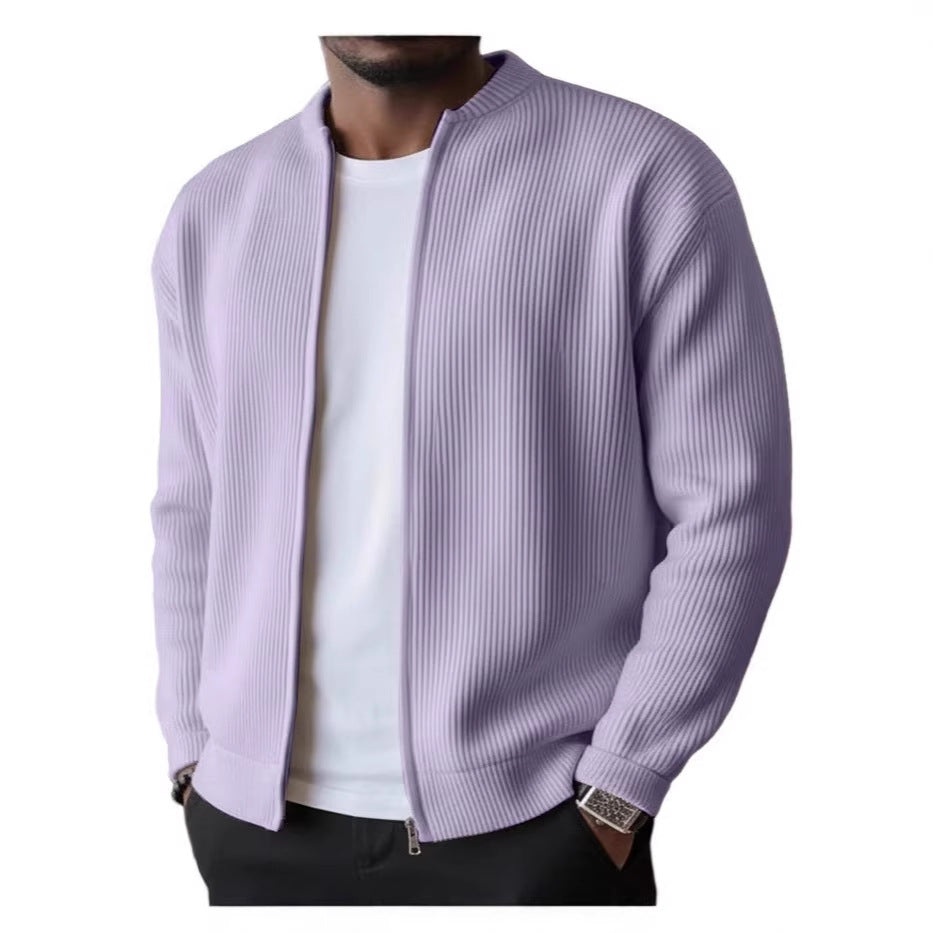 Herren Rippstrick Bomber Cardigan mit vollem Reißverschluss EB – Taviero