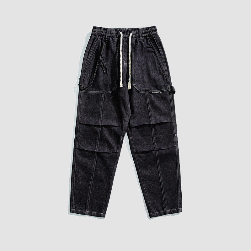 Herren Relaxed Denim-Cargohose mit elastischem Bund und verstärkten Kniepaneelen Echo Archiv