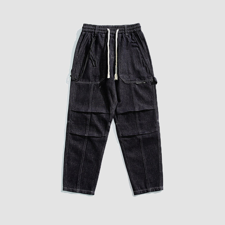 Herren Relaxed Denim-Cargohose mit elastischem Bund und verstärkten Kniepaneelen Echo Archiv