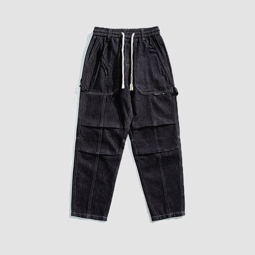 Herren Relaxed Denim-Cargohose mit elastischem Bund und verstärkten Kniepaneelen Echo Archiv