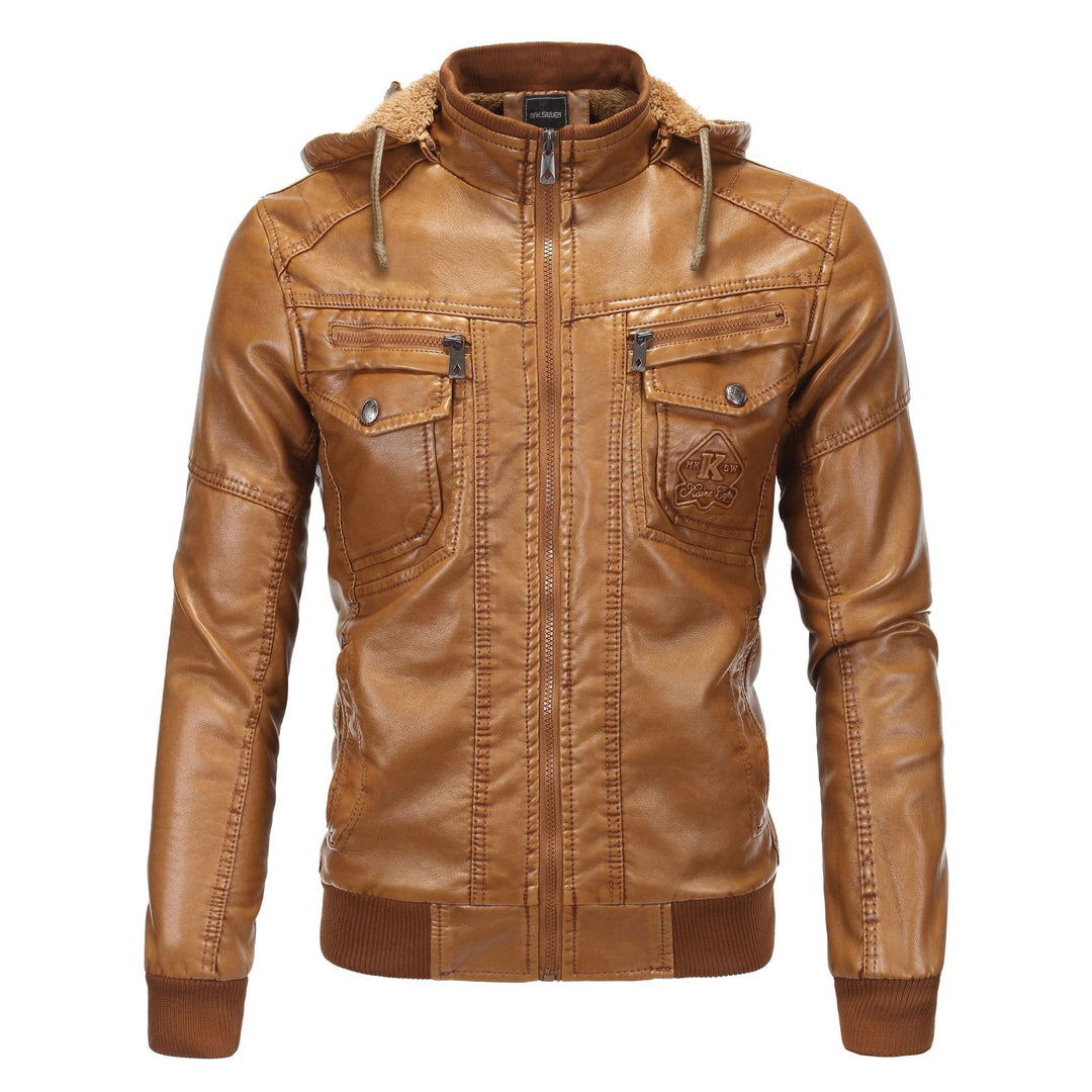 Herren Vintage-inspirierte Kunstleder-Bomberjacke mit Teddyfutter, Stehkragen und Brusttaschen Echo Archiv