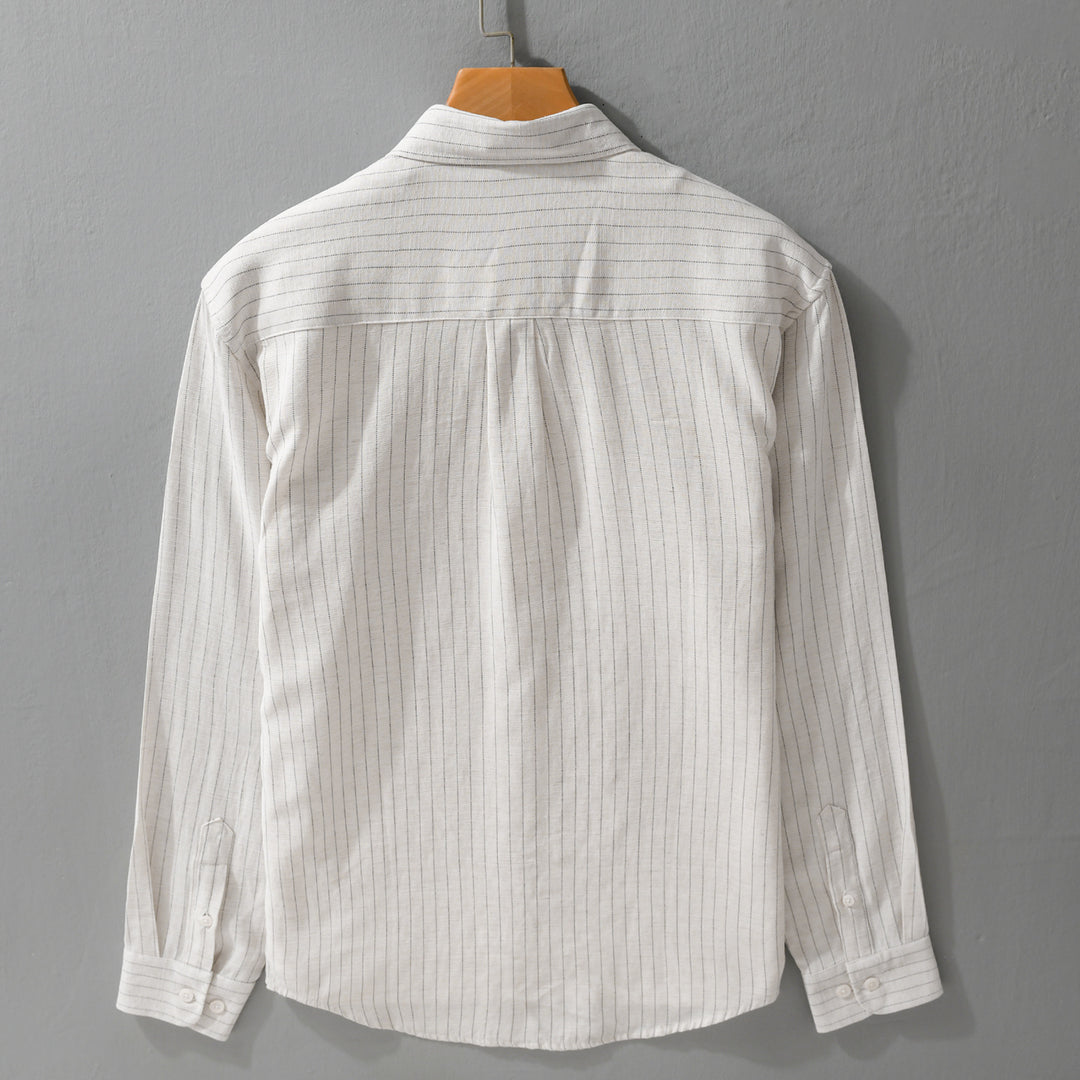 Herren Leichtes Nadelstreifen-Overshirt aus Leinen-Baumwollmix Echoarchiv