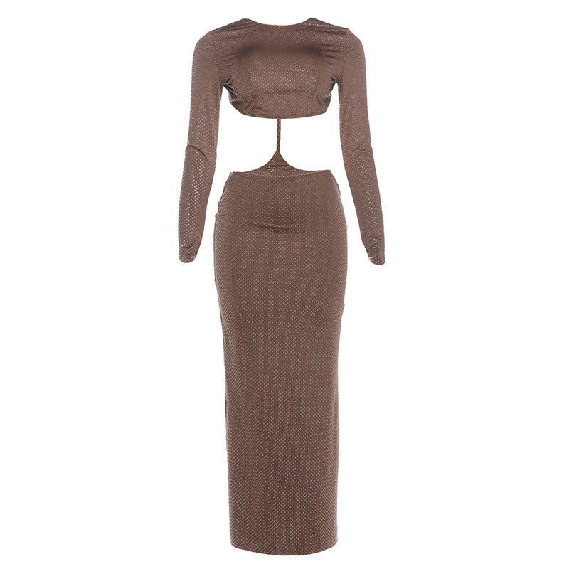 Damen figurbetontes Midikleid mit Langarm und Cut-Out-Details Echo Archiv