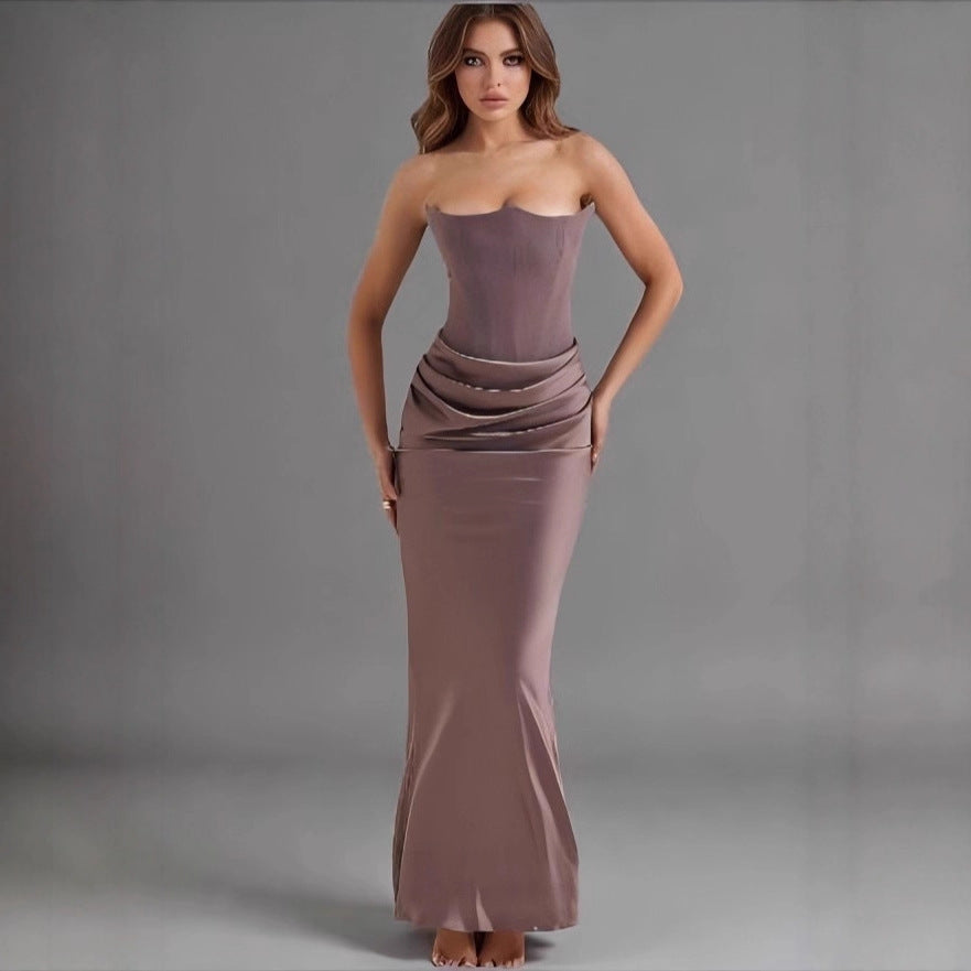 Damen Maxikleid mit Raffungen und elegantem Bustier-Ausschnitt Echo Archiv