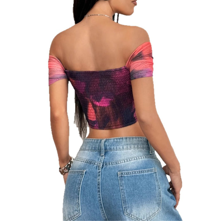 Damen Off-Shoulder Top mit Raffungen und floralem Design Echo Archiv