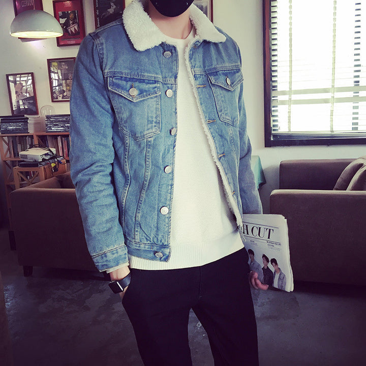 Herren Denimjacke mit Kunstfellkragen Echoarchiv
