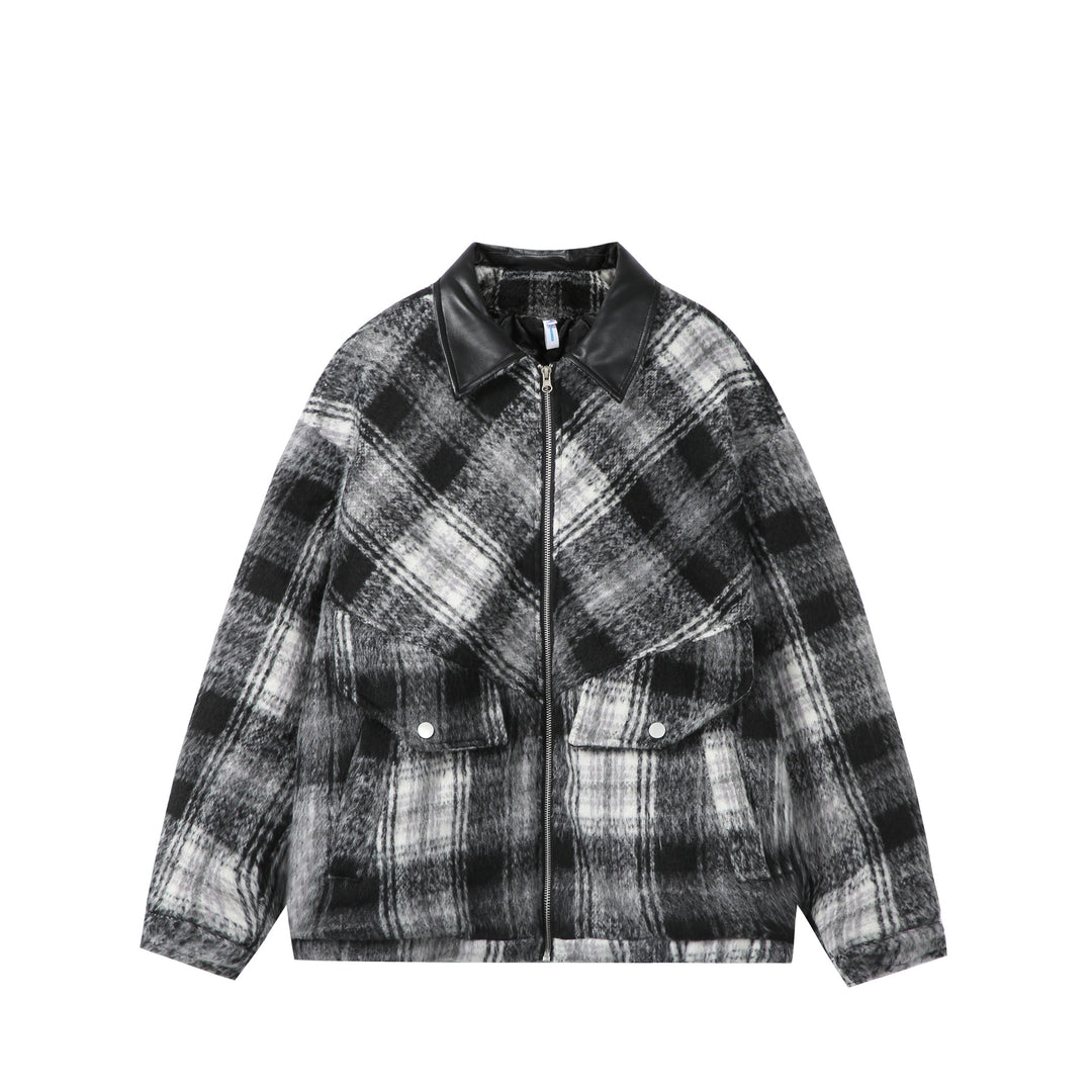 Unisex Boxy-Kurzblouson im Overshirt-Stil mit Kunstlederkragen und aufgesetzten Pattentaschen Echoarchiv