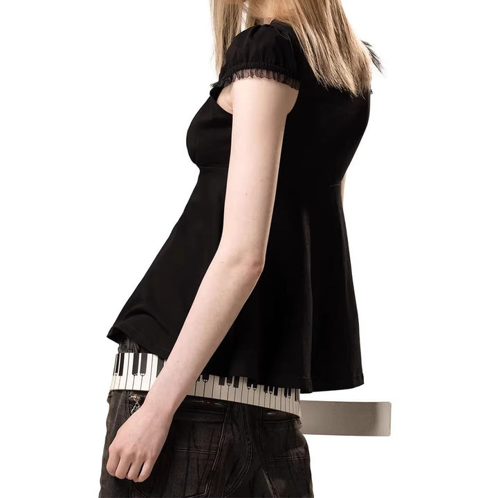 Damen verspieltes Kleid mit großem Kragen und tailliertem Design Echo Archiv