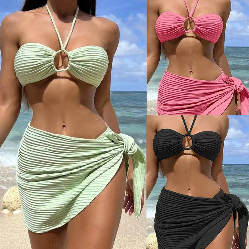 Damen Badeanzug mit raffiniertem Bandeau-Oberteil und knotenförmigem Rock Echo Archiv