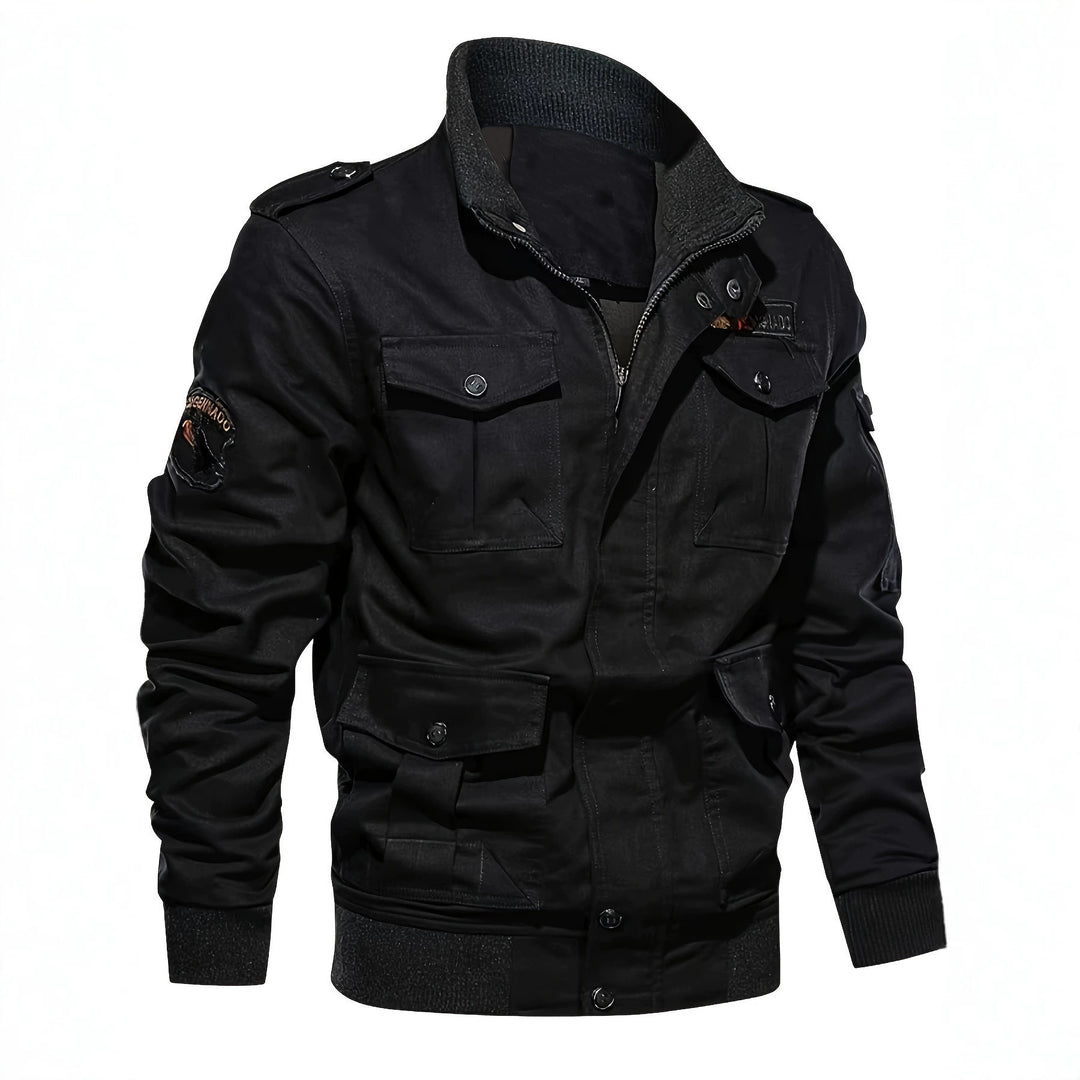 Herren Fieldjacke im Military-Stil mit Mehrfach-Taschen und Strickkragen Echoarchiv