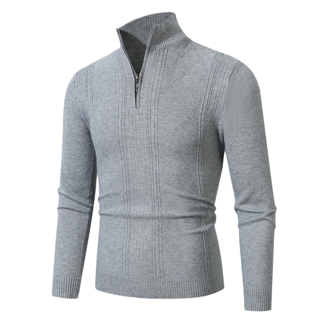 Herren Strickpullover mit hochabschließendem Reißverschluss und modernem Zopfmuster Echoarchiv