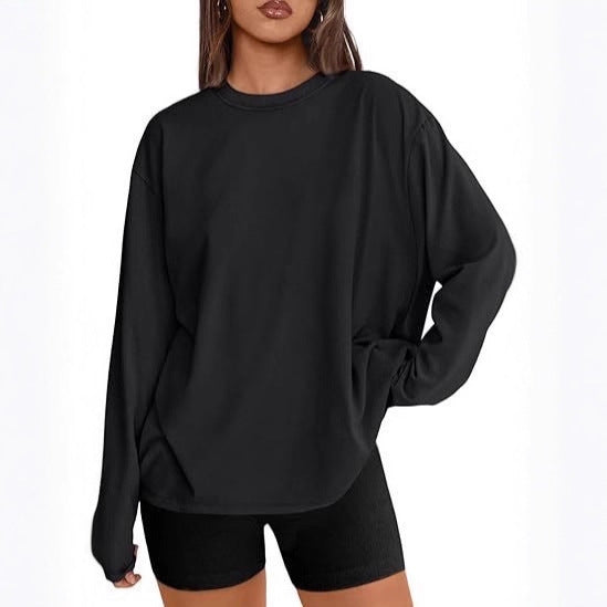 Damen Oversize-Sweatshirt mit Rundhalsausschnitt und verlängertem Saum – Avérine