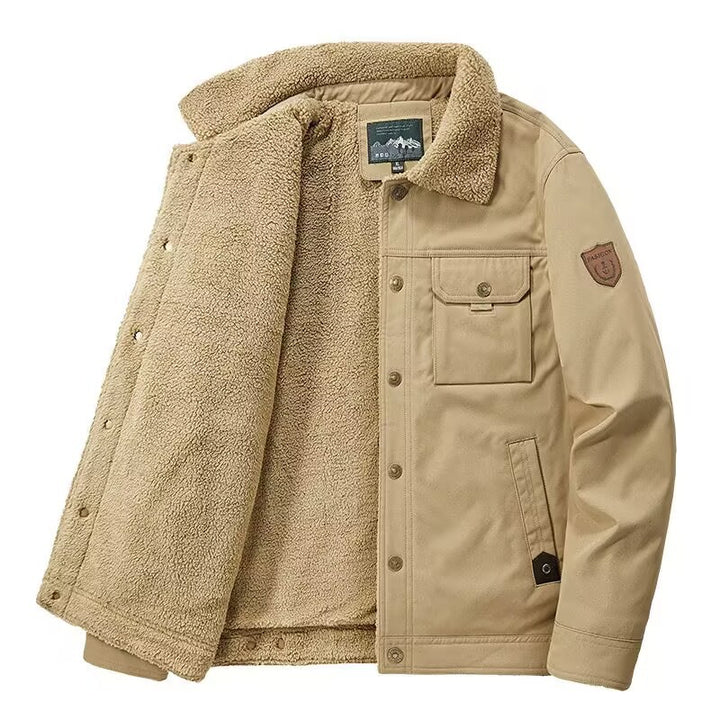 Herren Gefütterte Canvas-Arbeitsjacke mit Sherpa-Innenfutter und Hemdkragen Echoarchiv