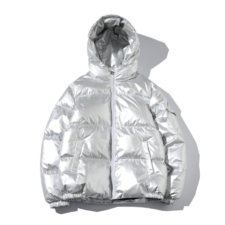Herren Hochglänzende Wattierte Kapuzenjacke mit Steppung und Thermo‑Füllung Echo Archiv