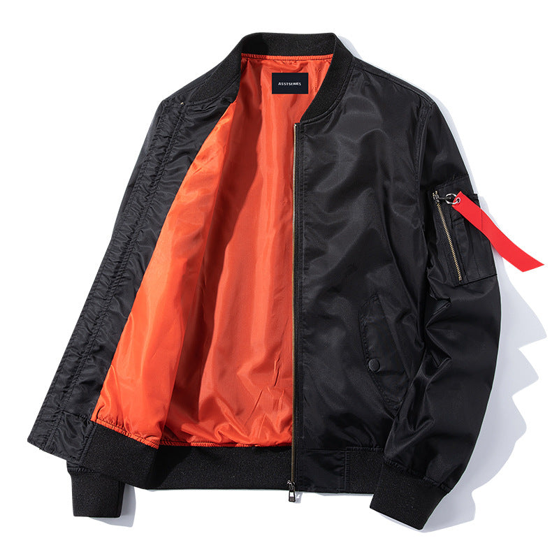 Herren Nylon Bomberjacke im Flugzeugstil mit kontrastierender Taftfutter und Reißverschlusstasche am Ärmel Echo Archiv