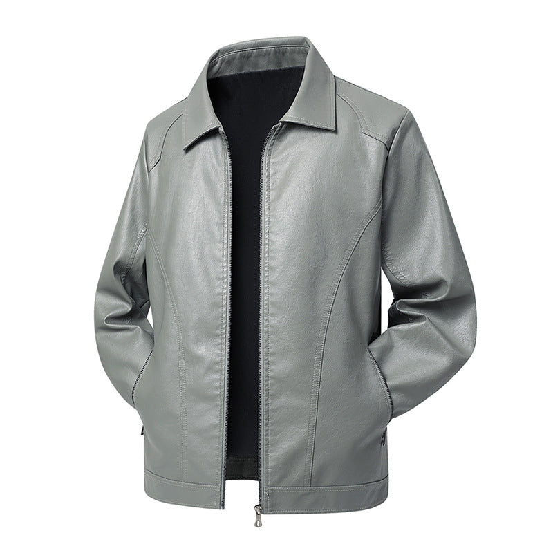 Herren Kunstleder-Übergangsjacke mit Hemdkragen, verdecktem Reißverschluss & Eingrifftaschen Echoarchiv