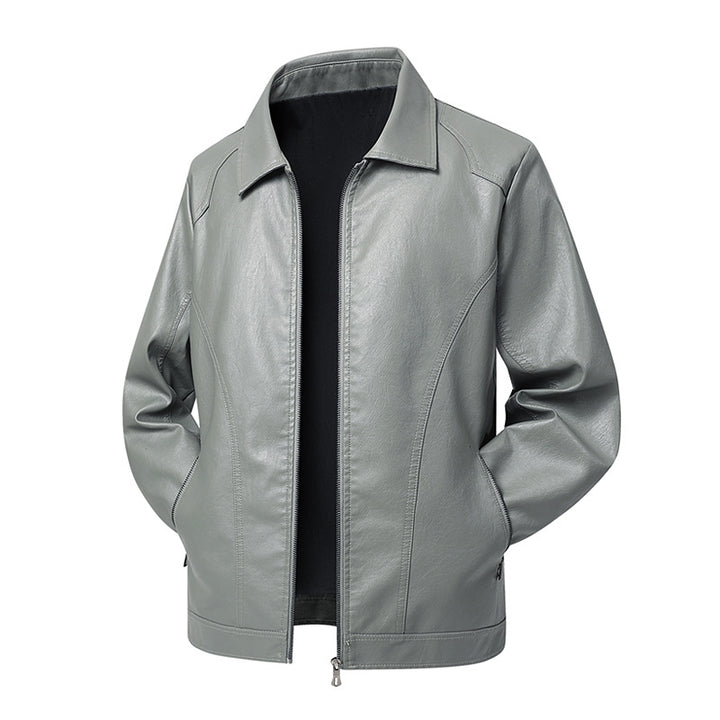 Herren Kunstleder-Übergangsjacke mit Hemdkragen, verdecktem Reißverschluss & Eingrifftaschen Echoarchiv