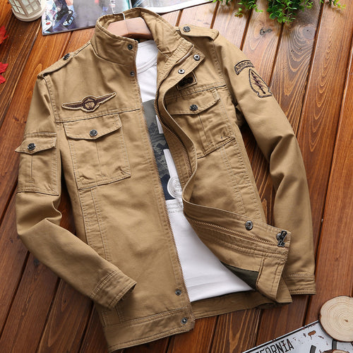 Herren nan Canvas-Pilotjacke mit Schulterpatten, aufgesetzten Klappentaschen und verstärkter Frontpartie Echo Archiv