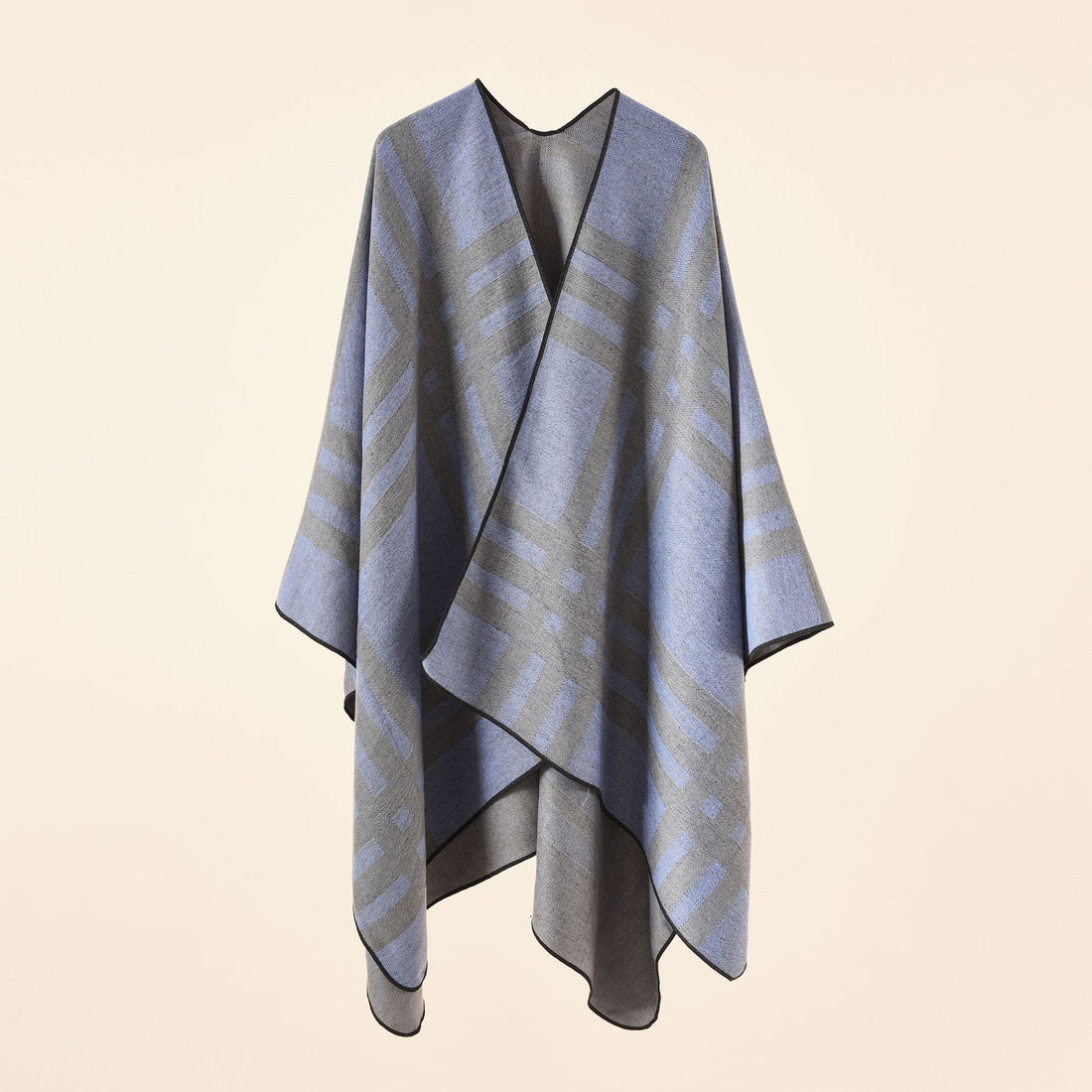 Damen Strickponcho im Paisley-Jacquard mit offener Vorderseite – Veloura