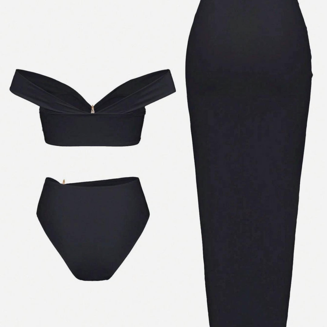 Damen Bikini-Set mit eleganter Wickelrock-Optik und modischem Stern-Applikation Echo Archiv