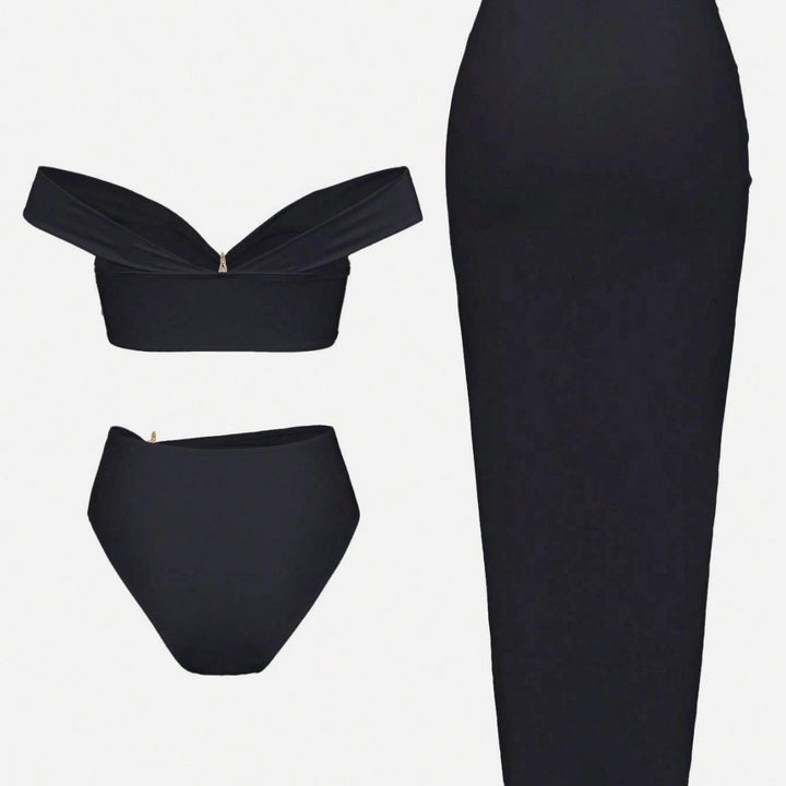 Damen Bikini-Set mit eleganter Wickelrock-Optik und modischem Stern-Applikation Echo Archiv
